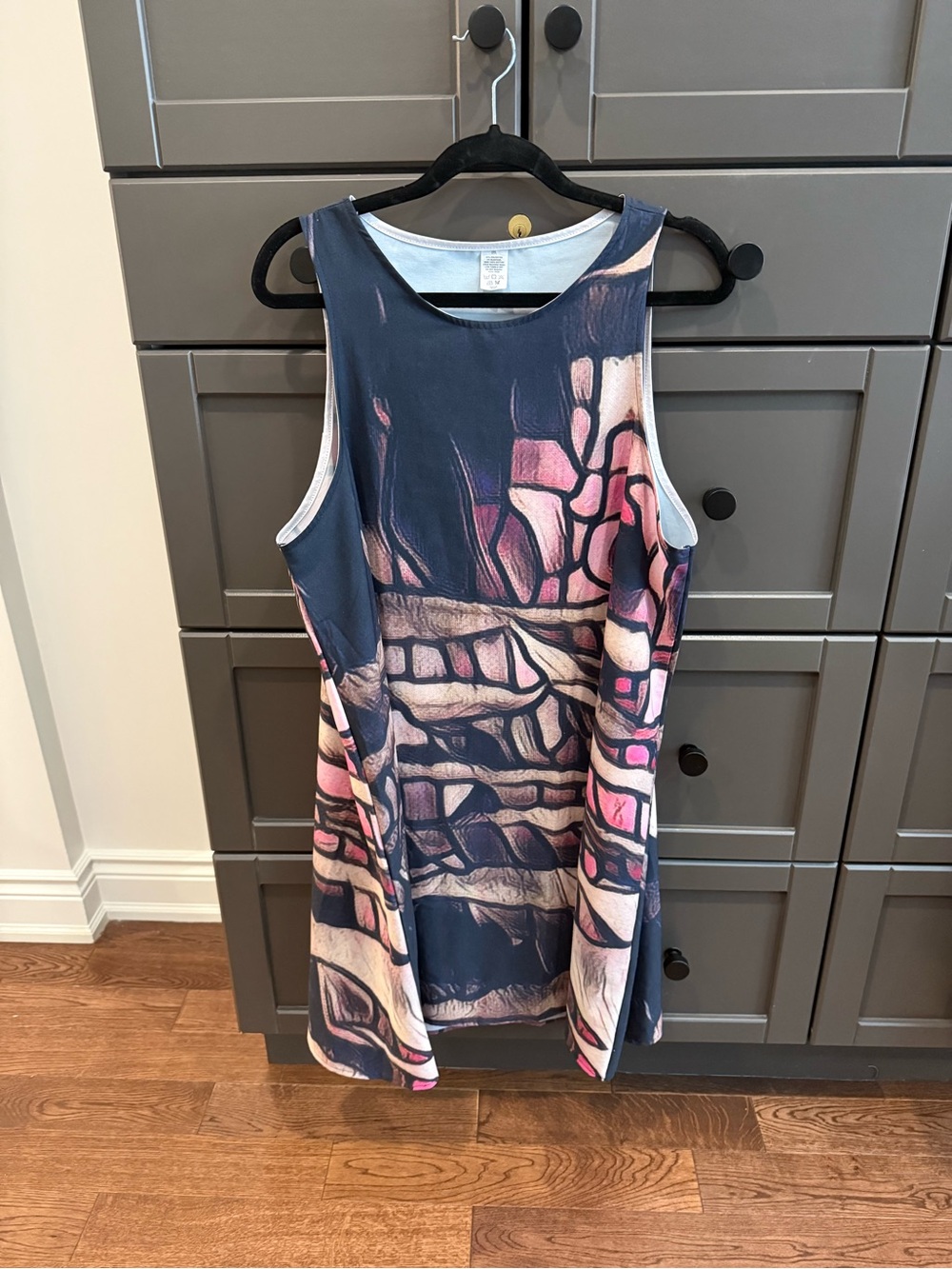 Abstract Midi Dress in Black, Pink Toronto Artist Made dress - Picture 7 of 8